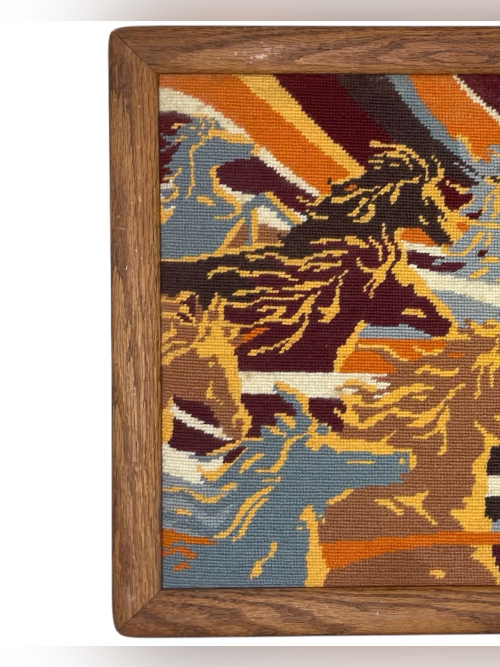 Vintage Horse Needlepoint Framed Wall Artwork - Picture 3 of 7
